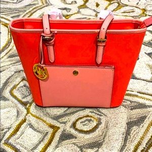 💕Michael Kors peach leather jet set tote NWT $198